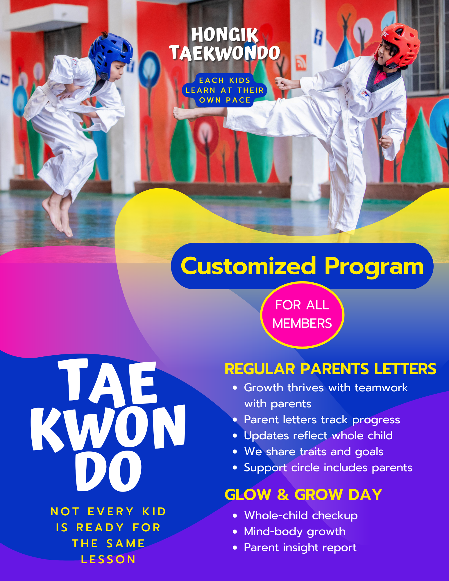 Flyer Taekwondo Moderno Degradado Azul